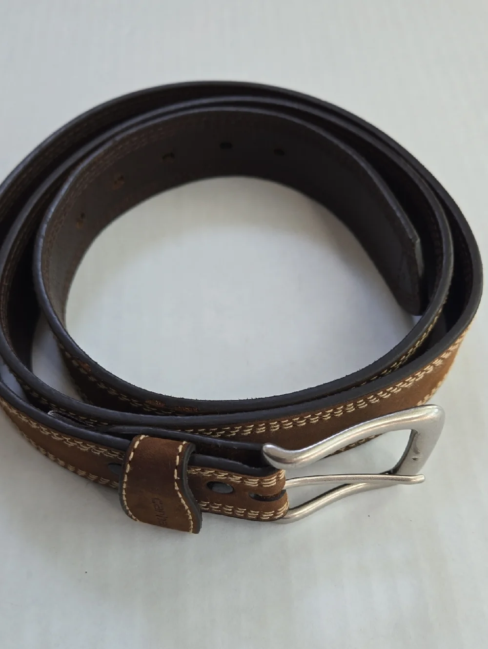 Carhartt Brown Leather Triple Stitch Belt, Size 48, Style #A0005507
